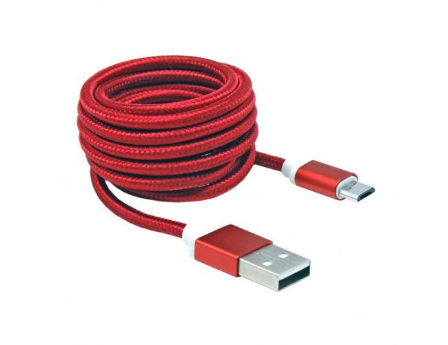 S-BOX crveni kabl za punjač USB A (muški) na micro USB (muški) 1.5m