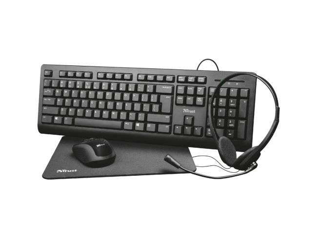 Trust Primo 4u1 (24260) komplet tastatura+miš+slušalice+podloga crni