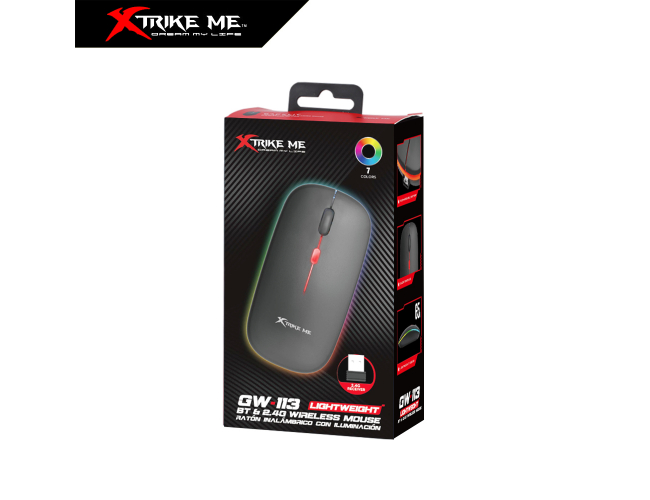 Xtrike Me GW113 1600DPI RGB bežični optički gejmerski miš crni